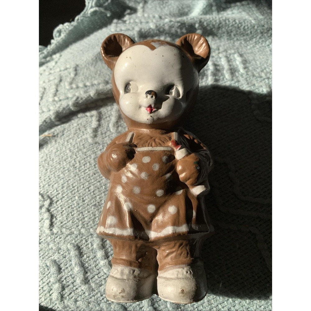 Vintage anthropomorphic Plastic Bear Squeak Toy Irwin Toy Co 1950s